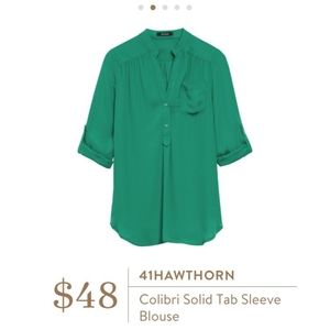 41 Hawthorn Colibri Solid Tab Sleeve Blouse GUC